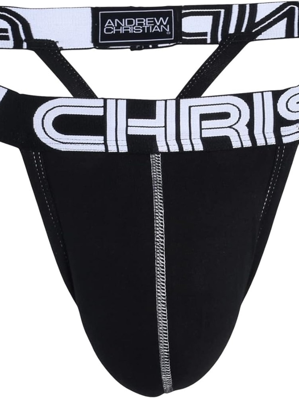 Andrew Christian Black Fly-Y thong with White Trim